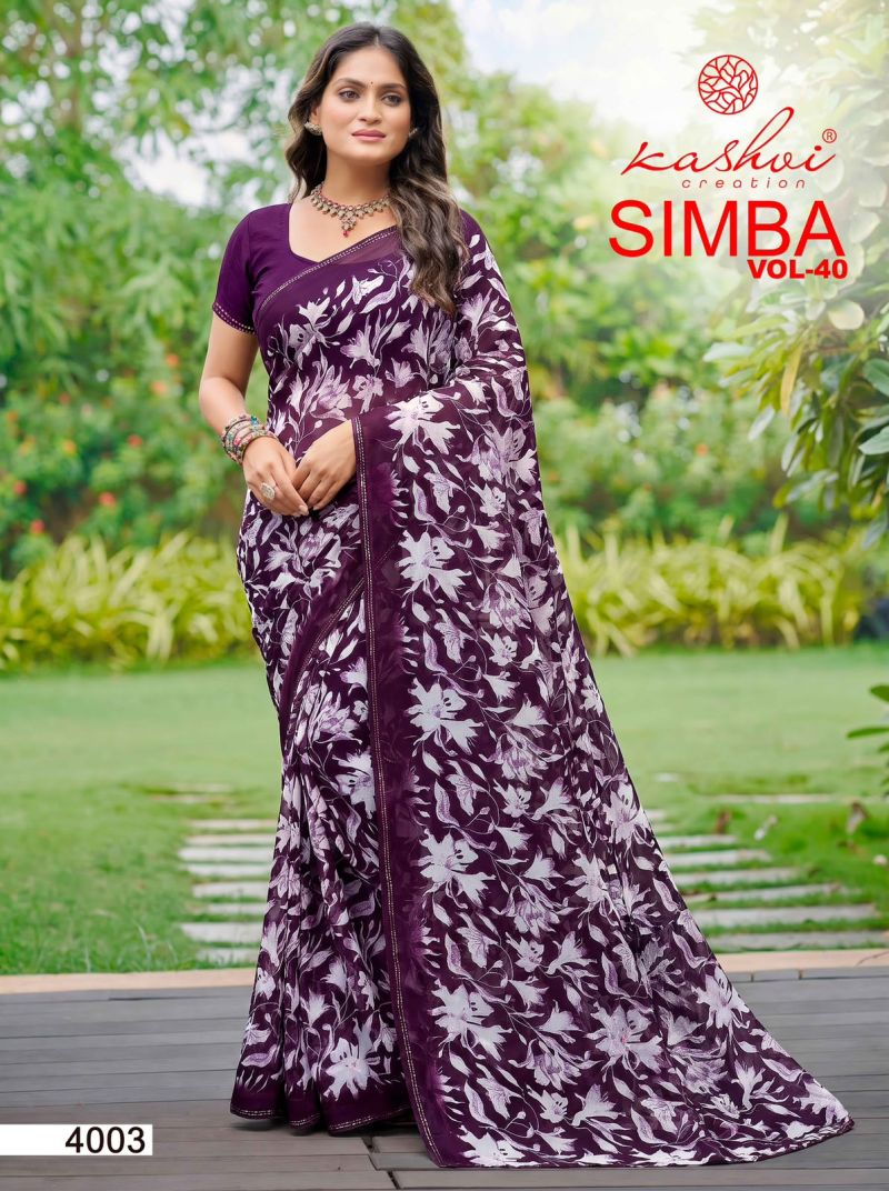 Kashvi Simba Vol 40 Georgette Printed Saree Catalog — Organza Saree wholesale from Surat — view 8