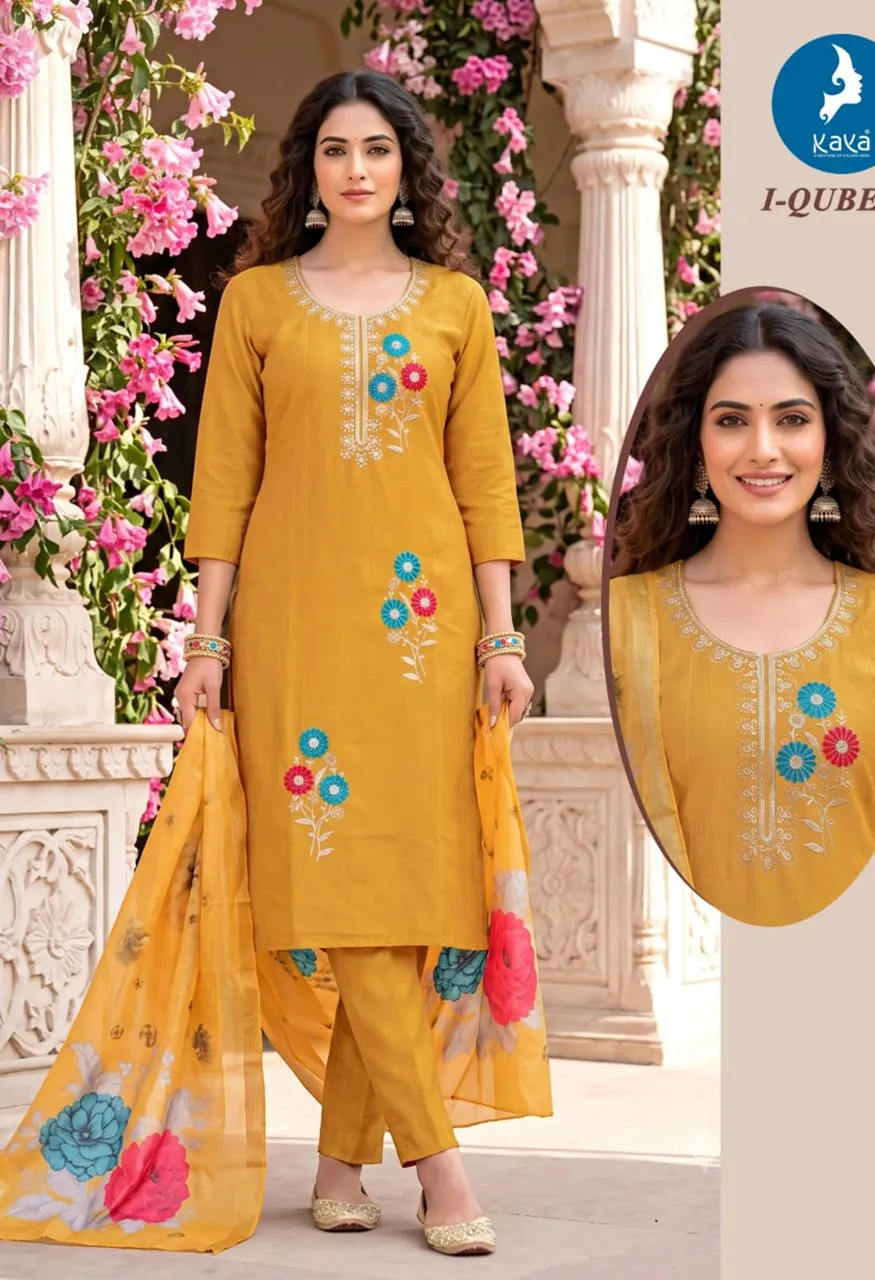 I QUBE 3 Piece Straight Cut Kurti Pant With Digital Dupatta Set — Wholesale Kurtis, Kaya wholesale from Surat — Photo 2