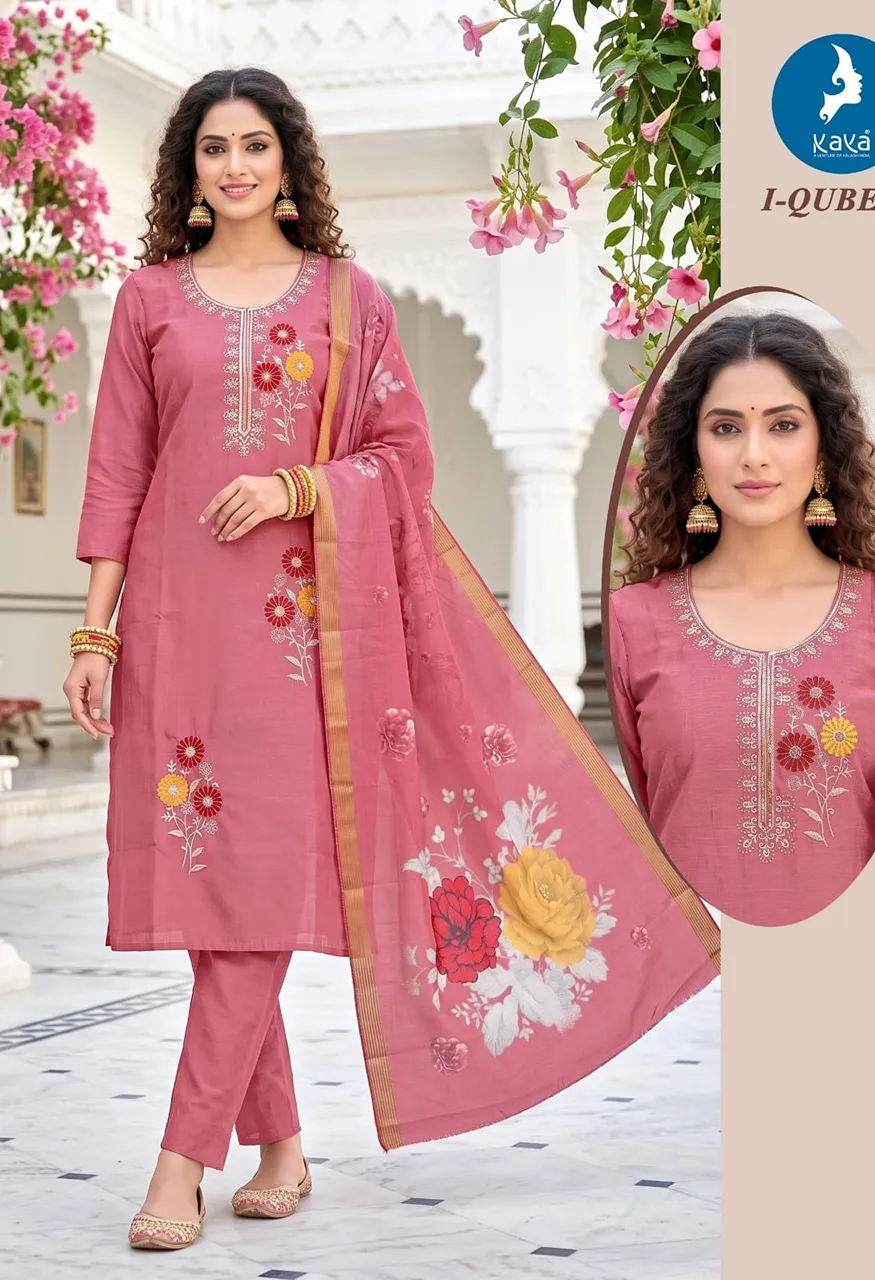I QUBE 3 Piece Straight Cut Kurti Pant With Digital Dupatta Set — Wholesale Kurtis, Kaya wholesale from Surat — Photo 5