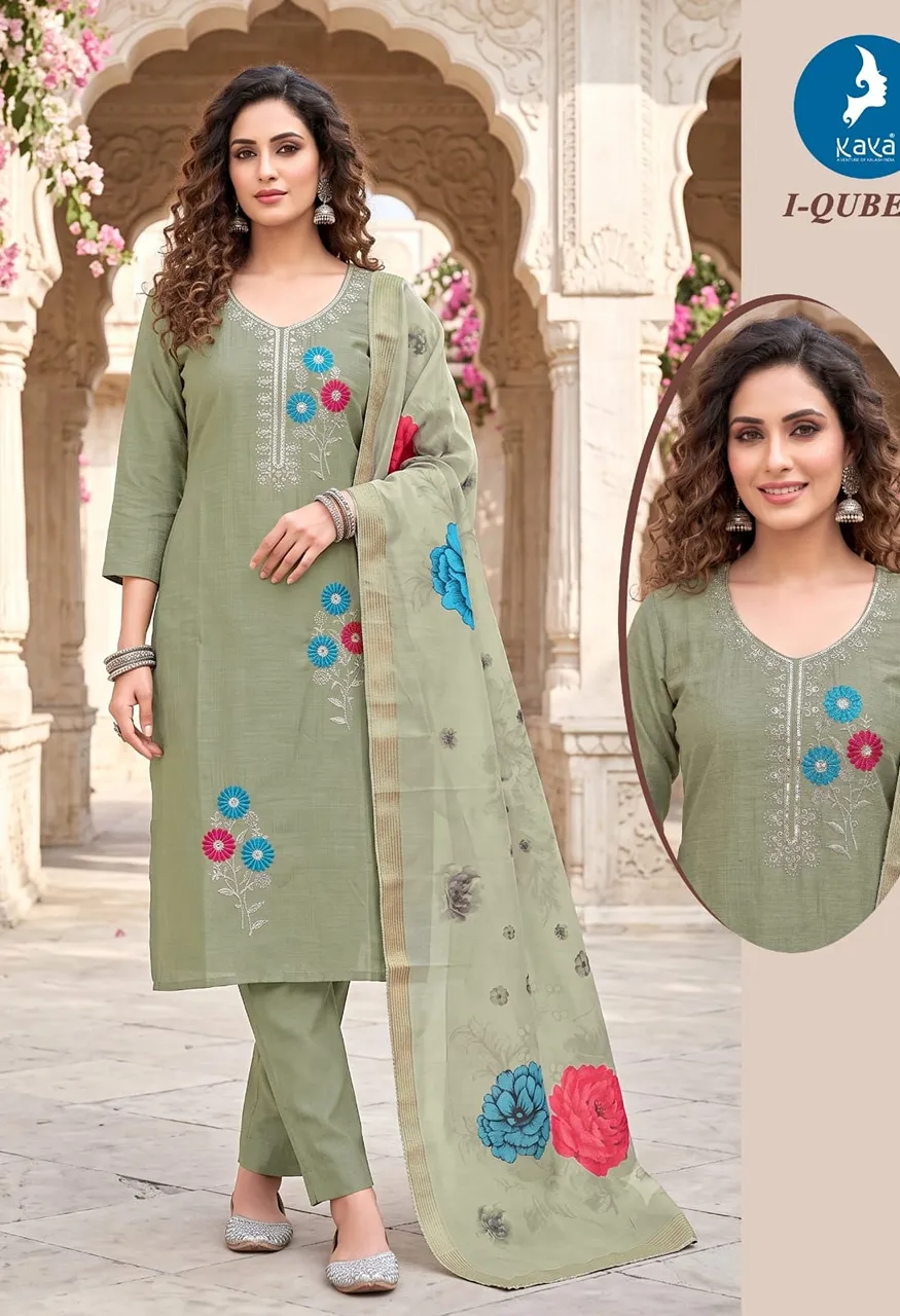 I QUBE 3 Piece Straight Cut Kurti Pant With Digital Dupatta Set — Wholesale Kurtis, Kaya wholesale from Surat — Photo 6