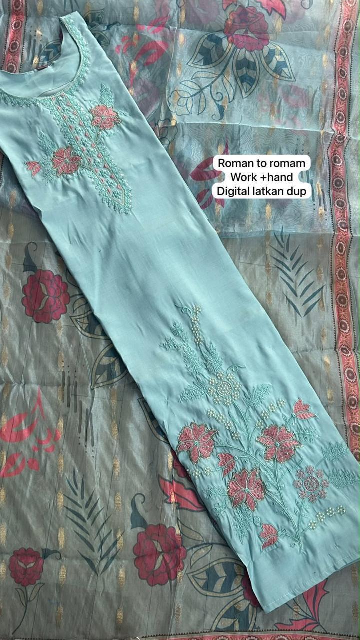 Kct Vol 1 Roman Hand Work Digital Print Kurti With Bottom Dupatta Set — Wholesale Kurtis, Vardan Ethnic wholesale from Surat — view 3