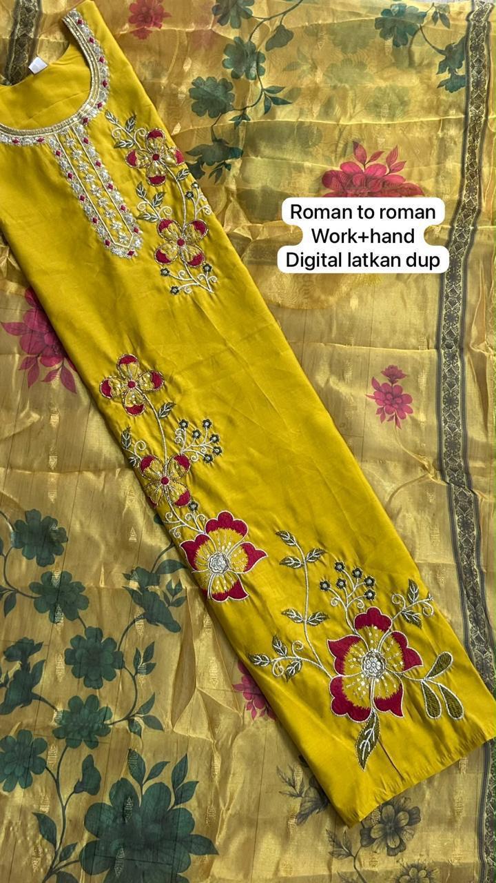 Kct Vol 1 Roman Hand Work Digital Print Kurti With Bottom Dupatta Set — Wholesale Kurtis, Vardan Ethnic wholesale from Surat — view 4