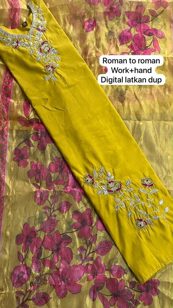 Kct Vol 1 Roman Hand Work Digital Print Kurti With Bottom Dupatta Set — Wholesale Kurtis, Vardan Ethnic wholesale from Surat — view 5