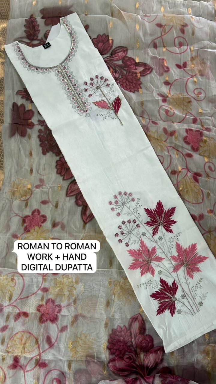 Kct Vol 1 Roman Hand Work Digital Print Kurti With Bottom Dupatta Set — Wholesale Kurtis, Vardan Ethnic wholesale from Surat — view 6
