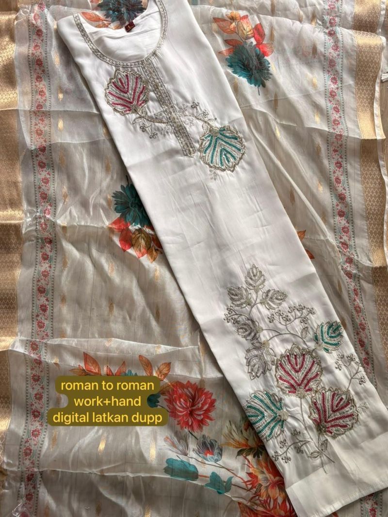 Kct Vol 1 Roman Hand Work Digital Print Kurti With Bottom Dupatta Set — Wholesale Kurtis, Vardan Ethnic wholesale from Surat — view 8