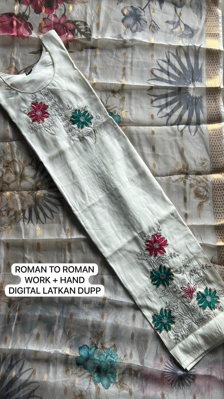 Kct Vol 1 Roman Hand Work Digital Print Kurti With Bottom Dupatta Set — Wholesale Kurtis, Vardan Ethnic wholesale from Surat — view 9