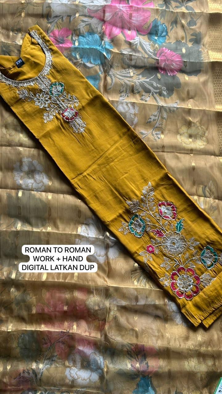 Kct Vol 1 Roman Hand Work Digital Print Kurti With Bottom Dupatta Set — Wholesale Kurtis, Vardan Ethnic wholesale from Surat — view 10