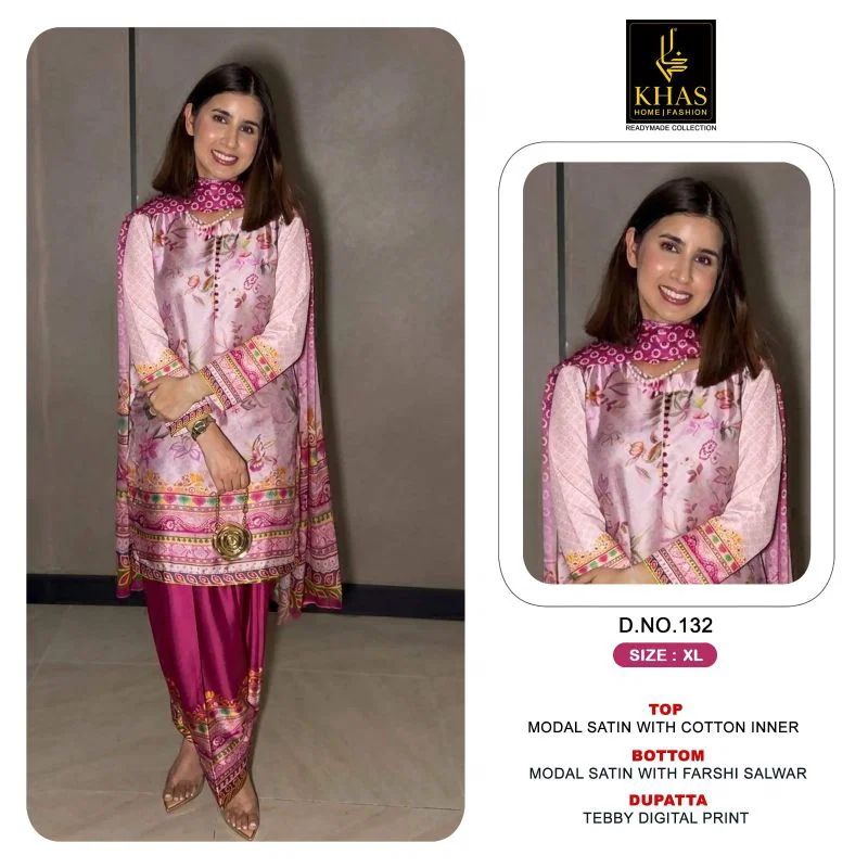 Khas 130 Series Model Satin Tebby Digital Printed Salwar Kameez Catalog — Wholesale Readymade Suit, Khas wholesale from Surat — Photo 3