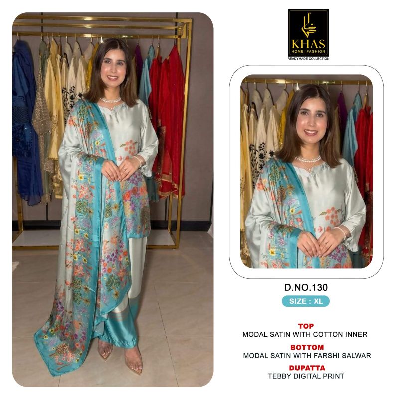 Khas 130 Series Model Satin Tebby Digital Printed Salwar Kameez Catalog — Wholesale Readymade Suit, Khas wholesale from Surat — Photo 4