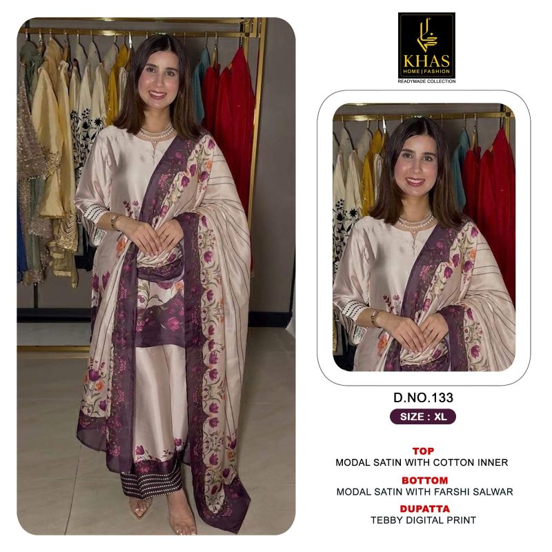 Khas 130 Series Model Satin Tebby Digital Printed Salwar Kameez Catalog — Wholesale Readymade Suit, Khas wholesale from Surat — Photo 5