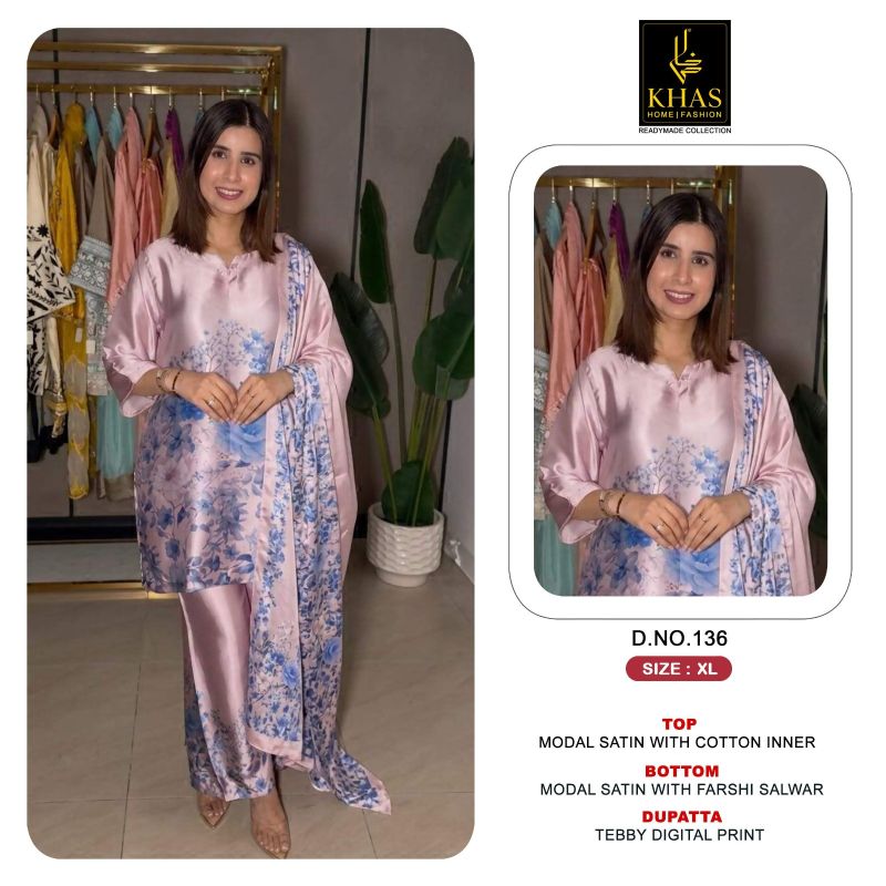 Khas 130 Series Model Satin Tebby Digital Printed Salwar Kameez Catalog — Wholesale Readymade Suit, Khas wholesale from Surat — Photo 6