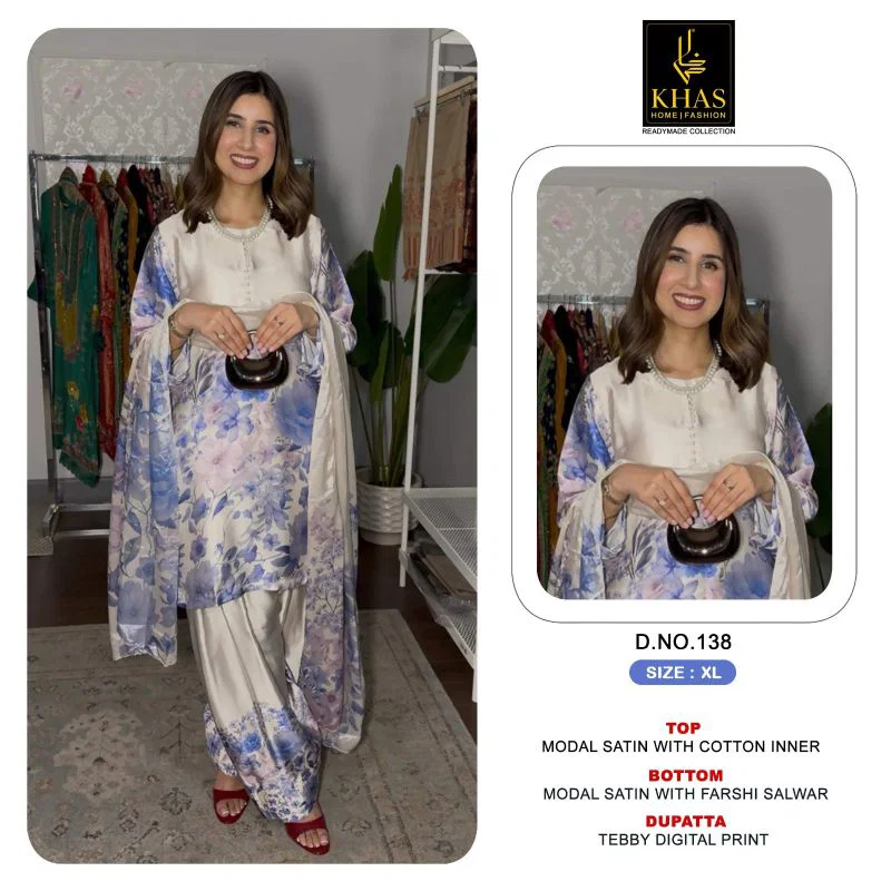 Khas 130 Series Model Satin Tebby Digital Printed Salwar Kameez Catalog — Wholesale Readymade Suit, Khas wholesale from Surat — Photo 2