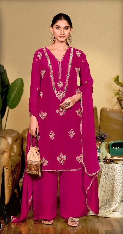 Khas 424 A To C Fandy Satin Beads Work Designer Salwar Kameez — Wholesale Kurtis, Vardan Ethnic wholesale from Surat - Gallery Image 2