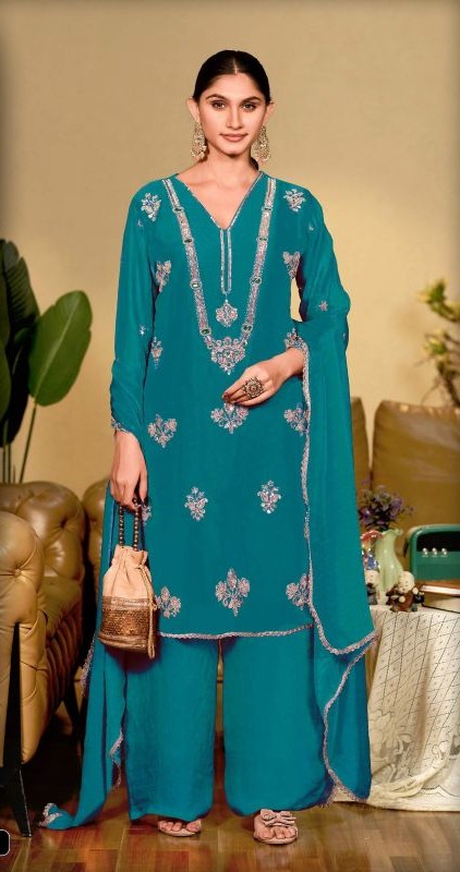 Khas 424 A To C Fandy Satin Beads Work Designer Salwar Kameez