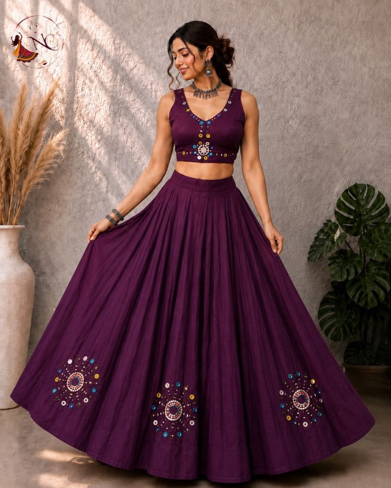 Khelaiya Vol 1 Roman Silk Flair Mirror Work Navratri Lehenga Choli Catalog — Singles, Vardan Ethnic wholesale from Surat - Gallery Image 3