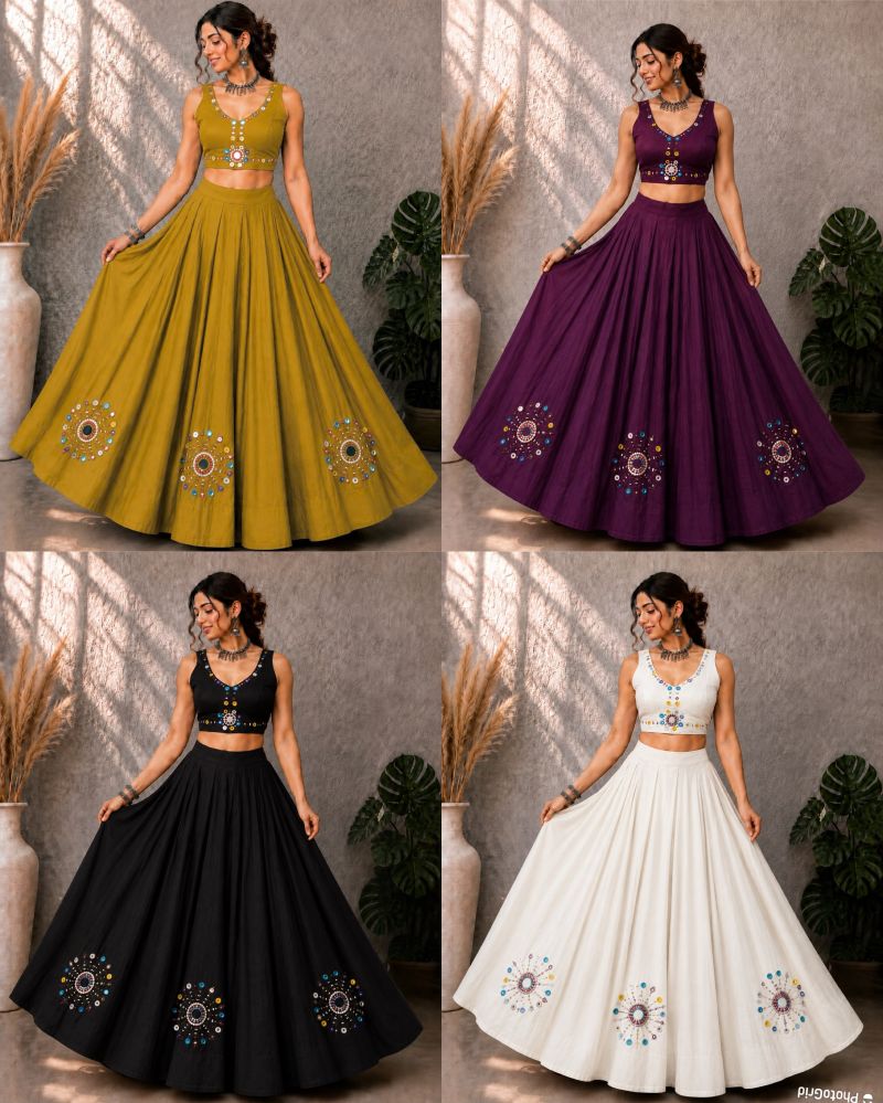 Khelaiya Vol 1 Roman Silk Flair Mirror Work Navratri Lehenga Choli Catalog — Singles, Vardan Ethnic wholesale from Surat — view 7