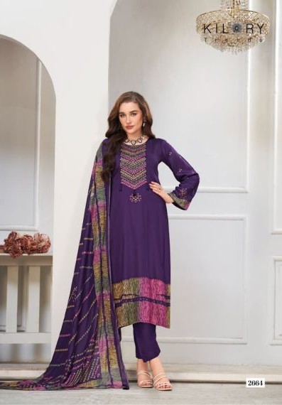 Kilory Juggni Gaji Silk Digital Foil Print Aari Work Salwar Kameez Catalog