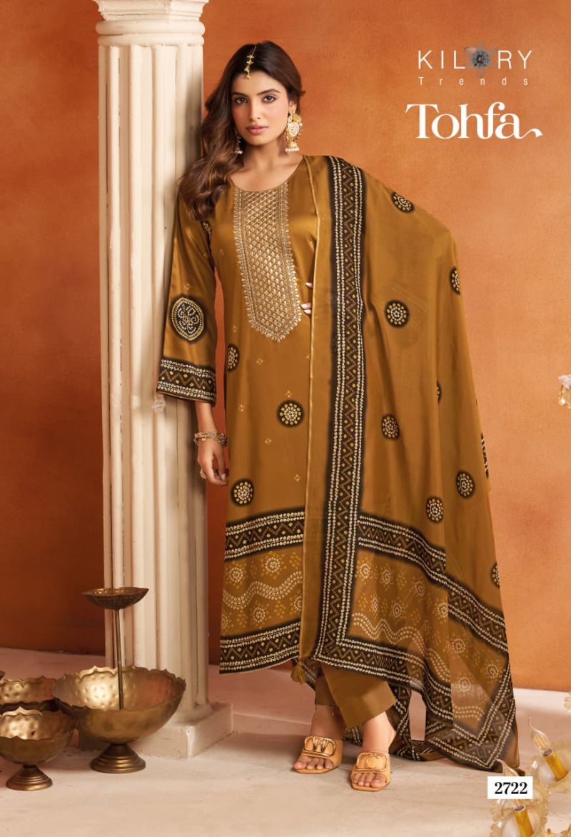 Kilory Tohfa Gaji Silk Digital Foil Print Embroidered Salwar Kameez Catalog