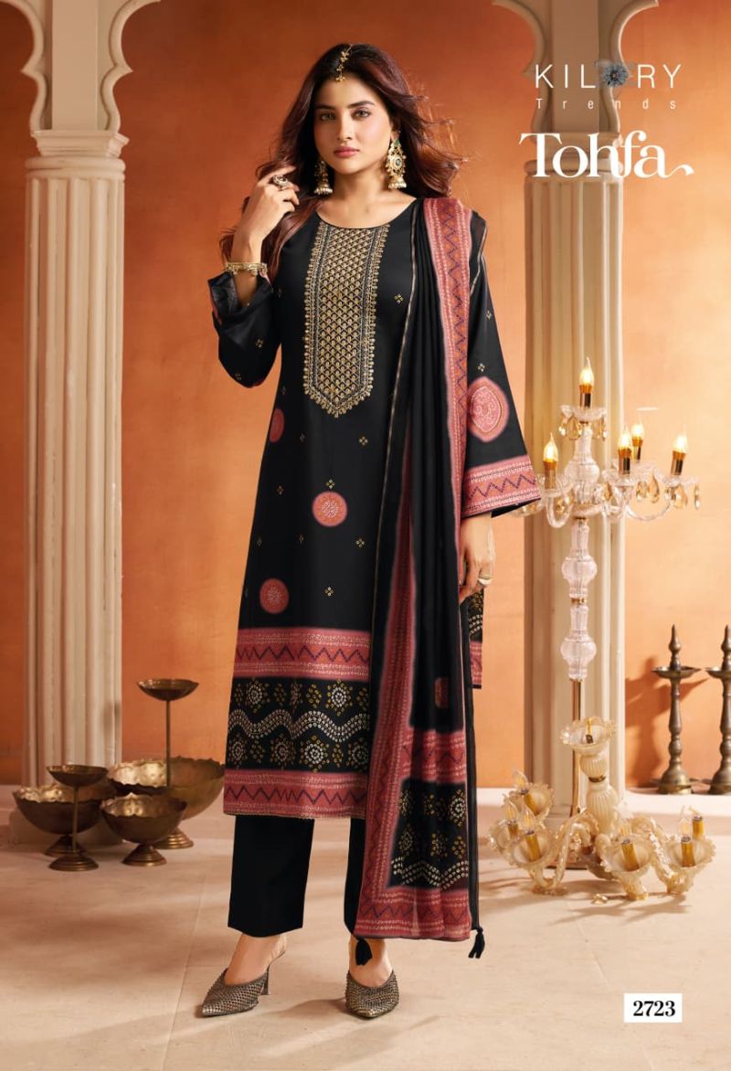 Kilory Tohfa Gaji Silk Digital Foil Print Embroidered Salwar Kameez Catalog — Wholesale Dress Material, Kilory Trends wholesale from Surat - Gallery Image 3