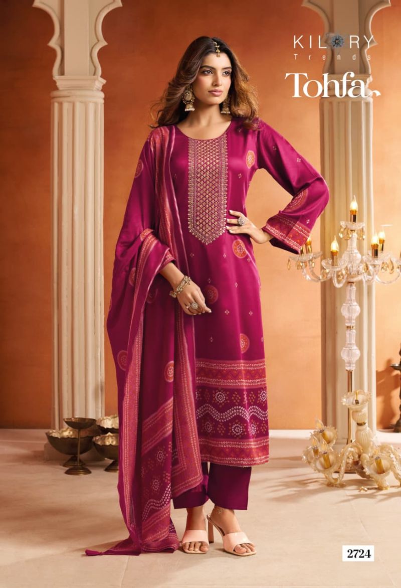 Kilory Tohfa Gaji Silk Digital Foil Print Embroidered Salwar Kameez Catalog — Wholesale Dress Material, Kilory Trends wholesale from Surat - Gallery Image 4