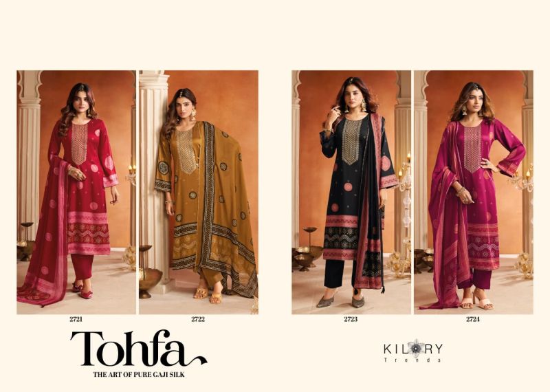 Kilory Tohfa Gaji Silk Digital Foil Print Embroidered Salwar Kameez Catalog — Wholesale Dress Material, Kilory Trends wholesale from Surat — view 6