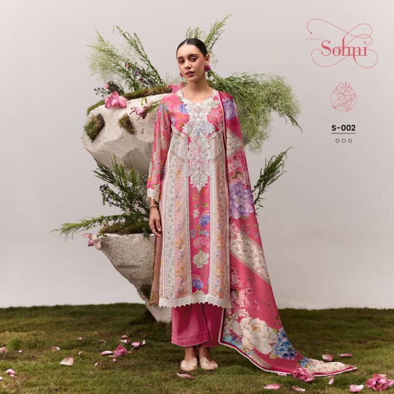 Kimora Sohni Adore Vol 93 Muslin Digital Print Embroidered Fancy Salwar Kameez — Wholesale Readymade Suit, Vardan Ethnic wholesale from Surat — view 8
