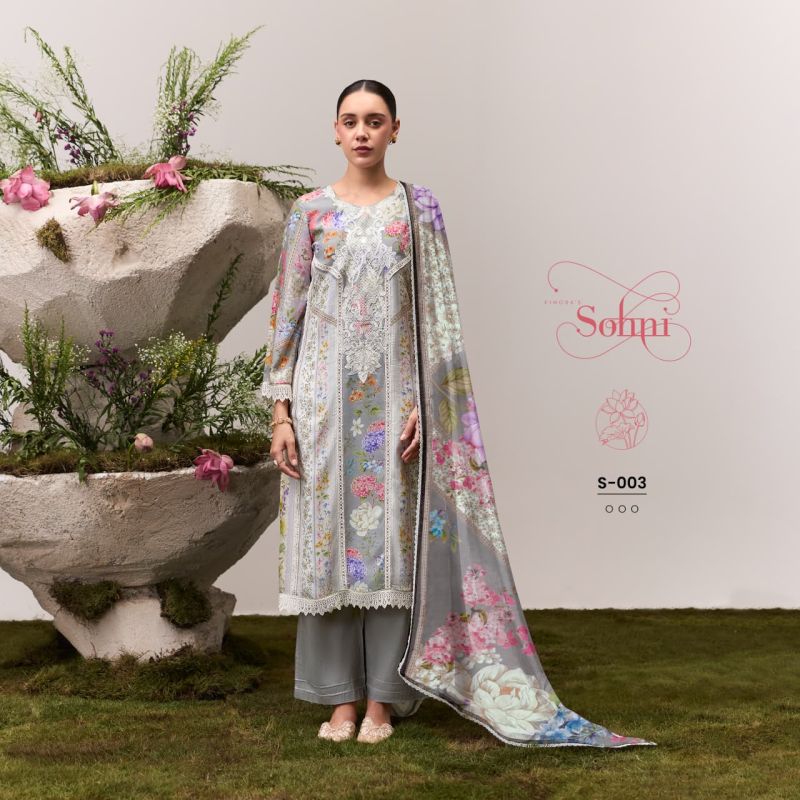 Kimora Sohni Adore Vol 93 Muslin Digital Print Embroidered Fancy Salwar Kameez — Wholesale Readymade Suit, Vardan Ethnic wholesale from Surat — view 2