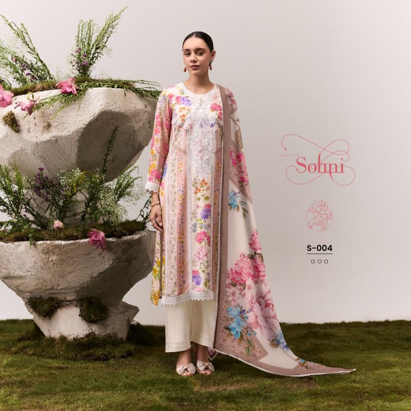 Kimora Sohni Adore Vol 93 Muslin Digital Print Embroidered Fancy Salwar Kameez — Wholesale Readymade Suit, Vardan Ethnic wholesale from Surat — view 3
