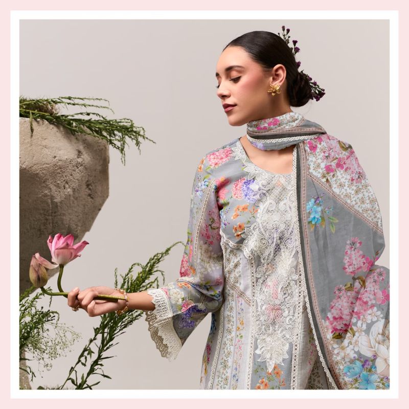 Kimora Sohni Adore Vol 93 Muslin Digital Print Embroidered Fancy Salwar Kameez — Wholesale Readymade Suit, Vardan Ethnic wholesale from Surat — view 5