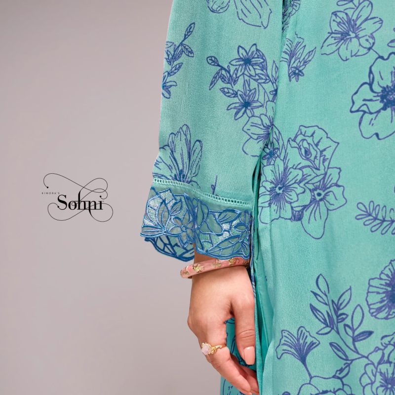 Kimora Sohni Elira Vol 89 Chinon Digital Print Embroidered Salwar Kameez — Wholesale Dress Material, Vardan Ethnic wholesale from Surat — view 7