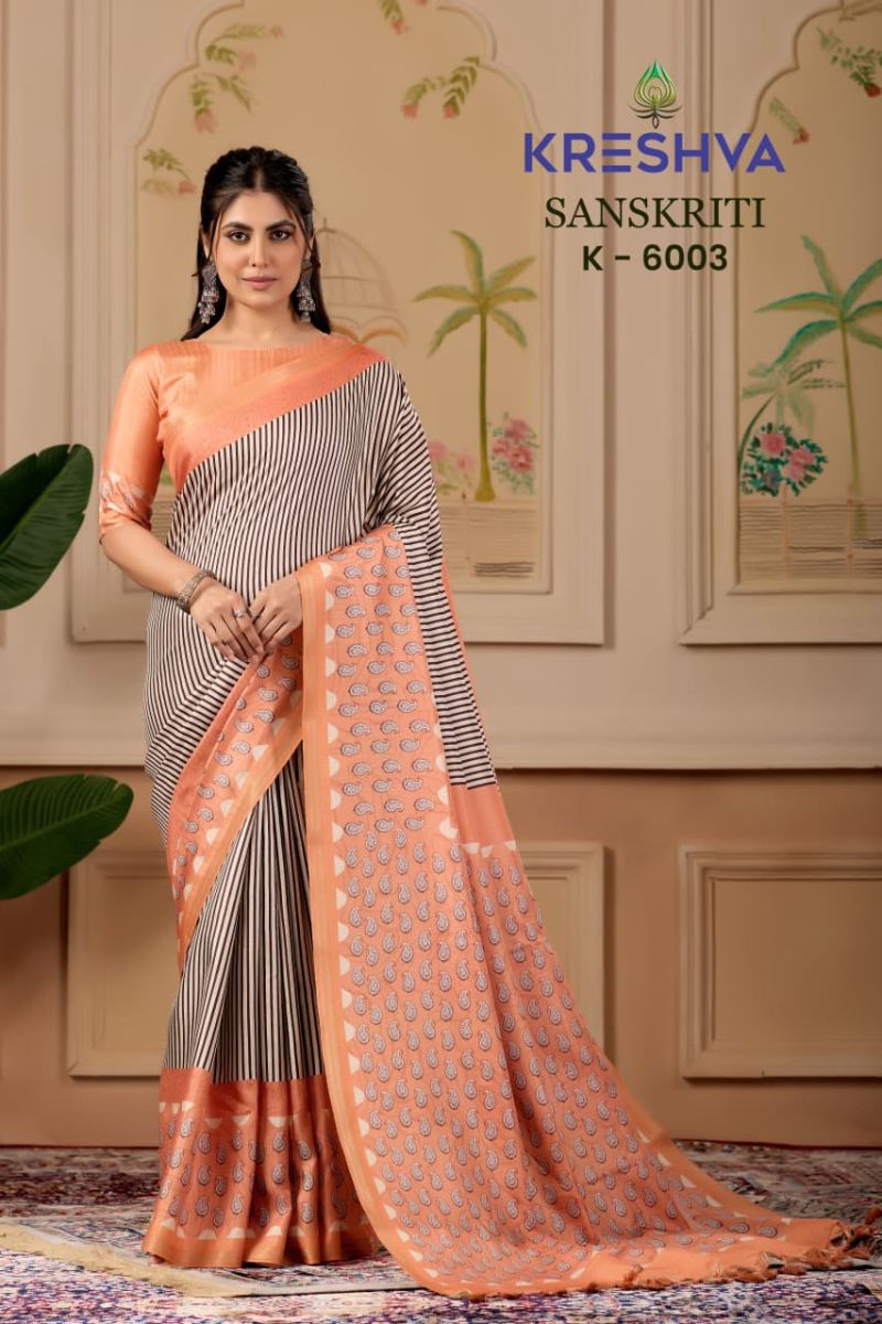 Kreshva Sanskriti Pv Silk Traditional Printed Saree Catalog — Festive Designer Catalog, Vardan Ethnic wholesale from Surat — view 3