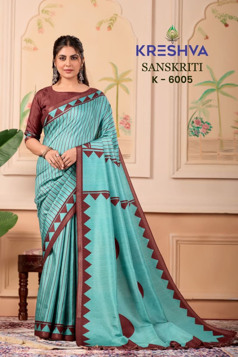 Kreshva Sanskriti Pv Silk Traditional Printed Saree Catalog — Festive Designer Catalog, Vardan Ethnic wholesale from Surat — view 6
