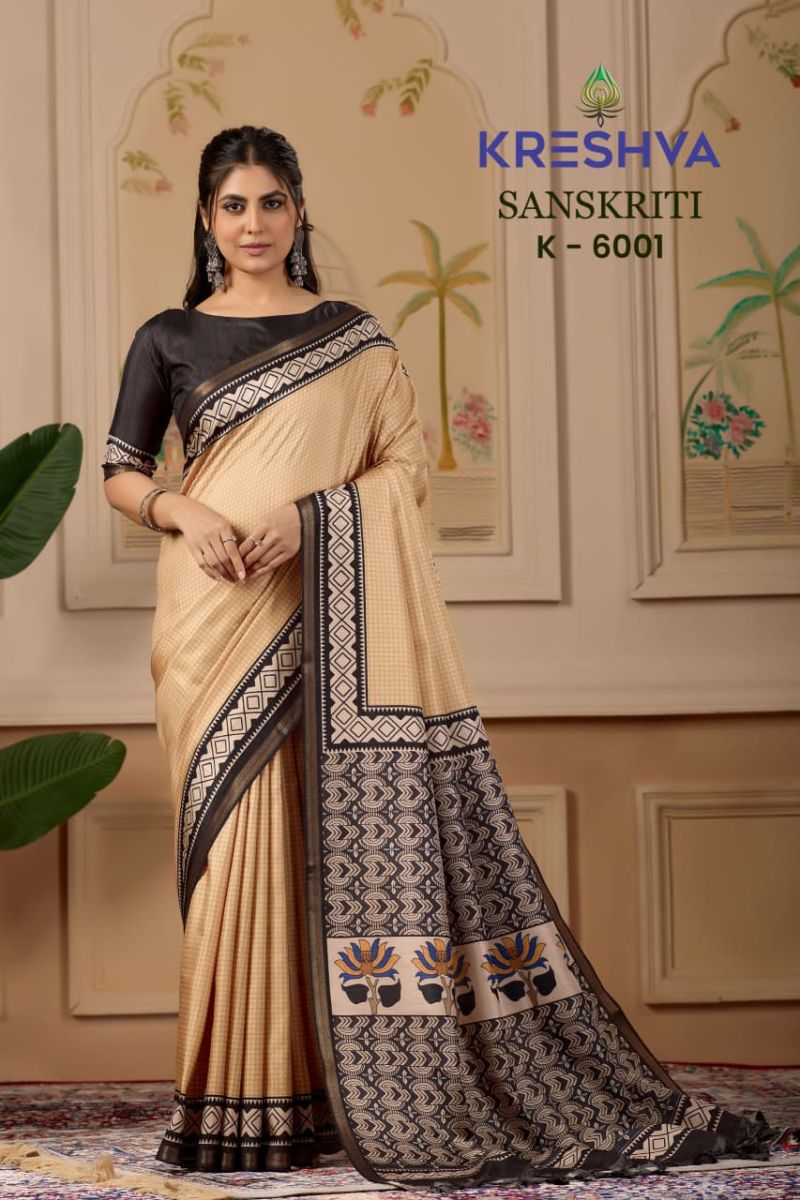 Kreshva Sanskriti Pv Silk Traditional Printed Saree Catalog