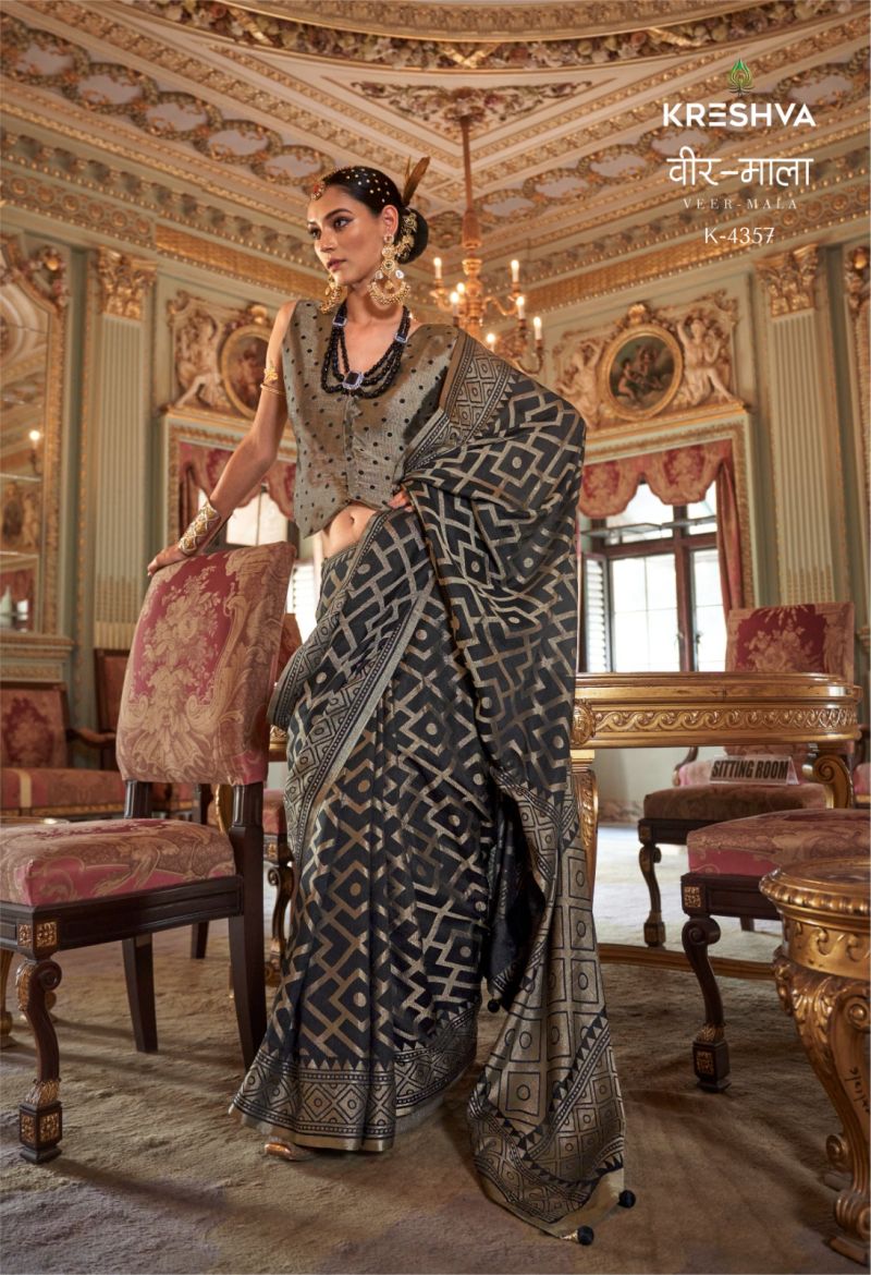 Kreshva Veer Mala Pv Georgette Burnout Fancy Design Saree Catalog