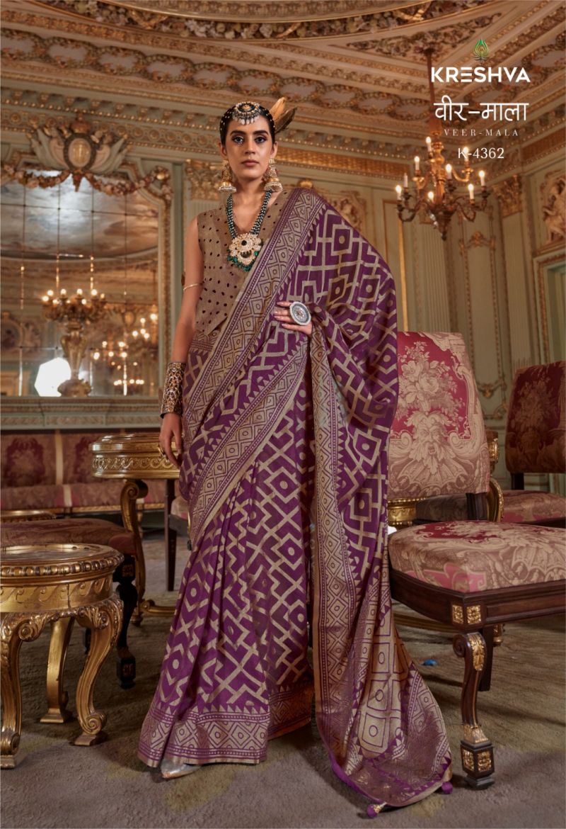 Kreshva Veer Mala Pv Georgette Burnout Fancy Design Saree Catalog — Organza Saree, Vardan Ethnic wholesale from Surat — view 3