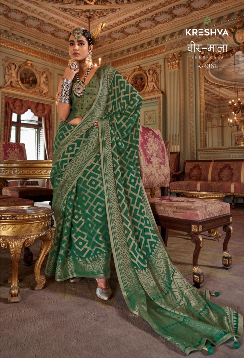 Kreshva Veer Mala Pv Georgette Burnout Fancy Design Saree Catalog — Organza Saree, Vardan Ethnic wholesale from Surat — view 4