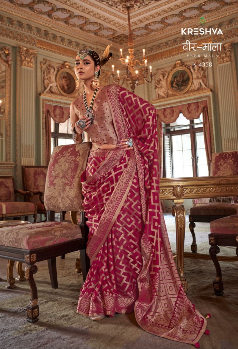 Kreshva Veer Mala Pv Georgette Burnout Fancy Design Saree Catalog — Organza Saree, Vardan Ethnic wholesale from Surat — view 5