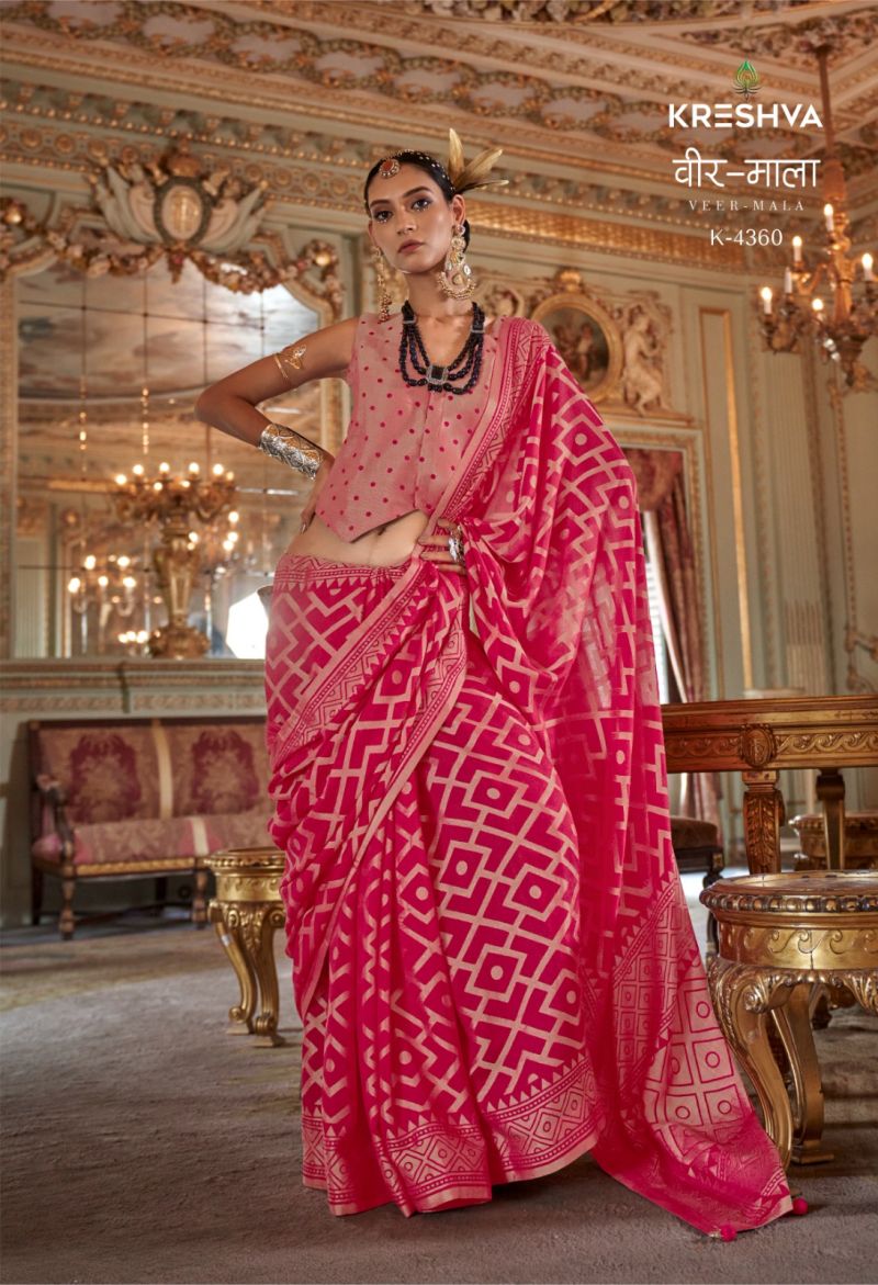 Kreshva Veer Mala Pv Georgette Burnout Fancy Design Saree Catalog — Organza Saree, Vardan Ethnic wholesale from Surat — view 6