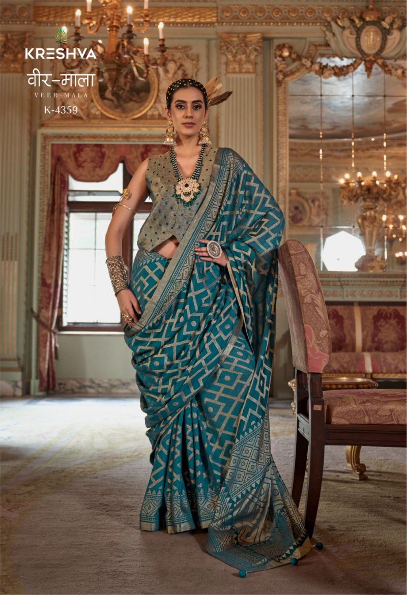 Kreshva Veer Mala Pv Georgette Burnout Fancy Design Saree Catalog — Organza Saree, Vardan Ethnic wholesale from Surat — view 7