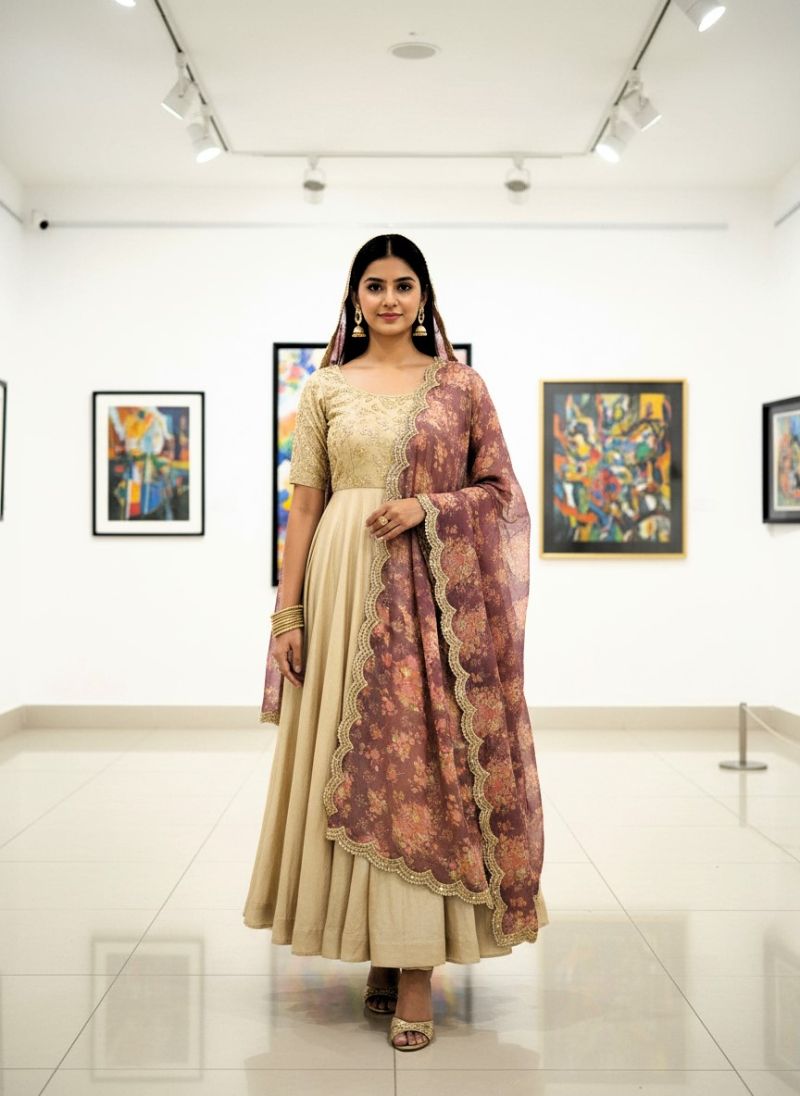 Kz Darbari Flower Vol 1 Organza Silk Printed Dupatta Catalog — Wholesale Readymade Suit, Vardan Ethnic wholesale from Surat — Photo 2