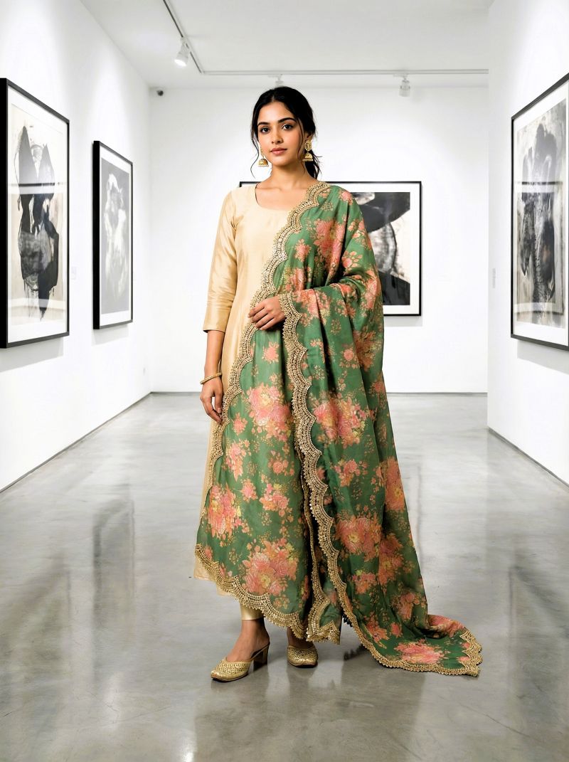 Kz Darbari Flower Vol 1 Organza Silk Printed Dupatta Catalog — Wholesale Readymade Suit, Vardan Ethnic wholesale from Surat — Photo 5