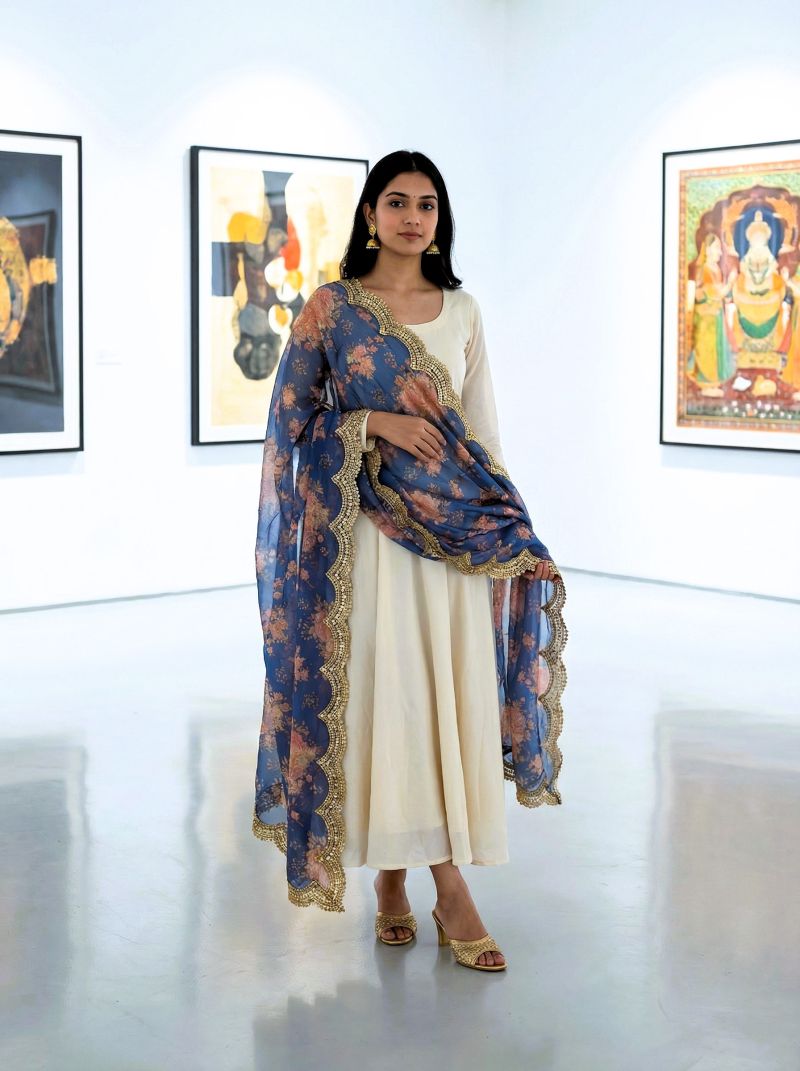 Kz Darbari Flower Vol 1 Organza Silk Printed Dupatta Catalog — Wholesale Readymade Suit, Vardan Ethnic wholesale from Surat — Photo 6