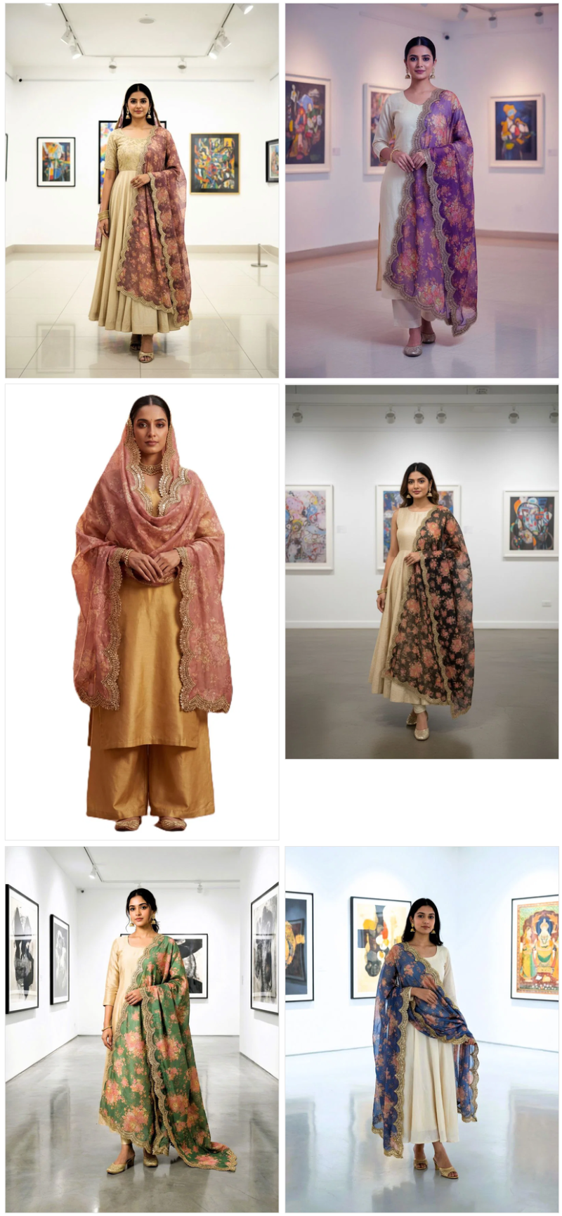 Kz Darbari Flower Vol 1 Organza Silk Printed Dupatta Catalog — Wholesale Readymade Suit, Vardan Ethnic wholesale from Surat — Photo 13