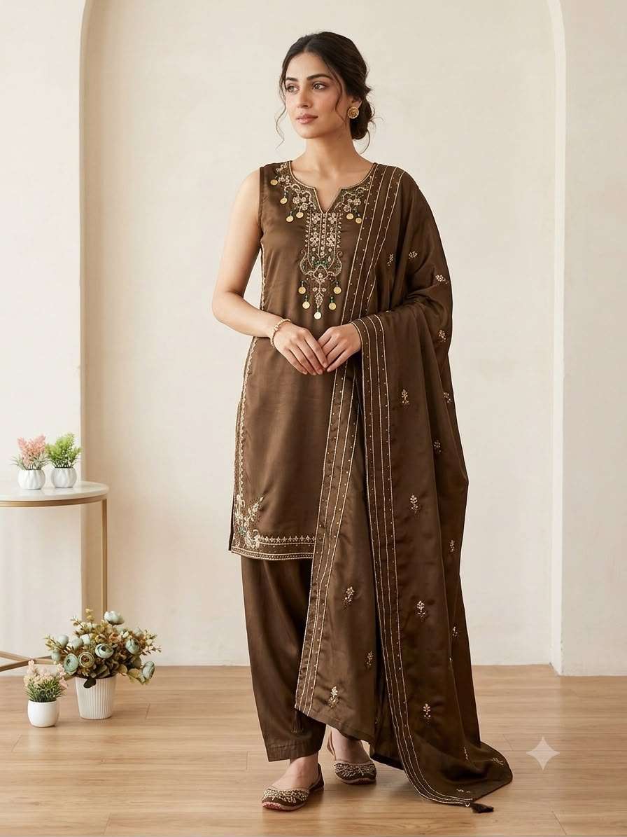 LG-2126 Designer Coss Moss Salwar Suit with Embroidered Dupatta for Women