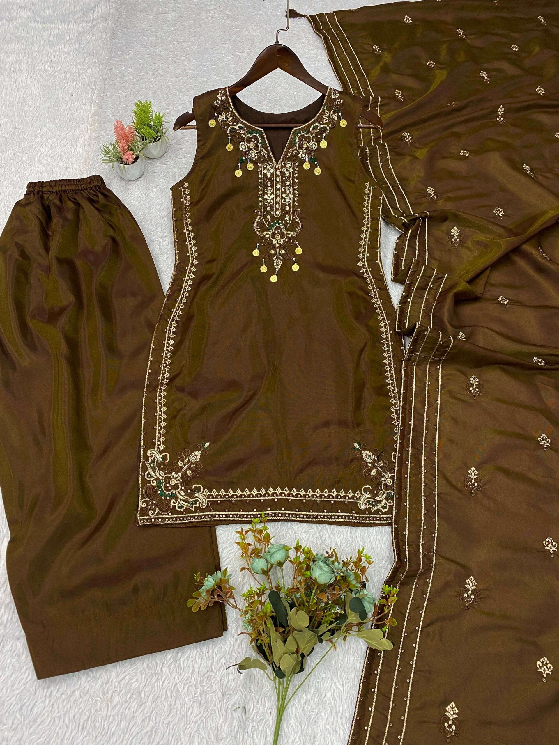 LG-2126 Designer Coss Moss Salwar Suit with Embroidered Dupatta for Women — Wholesale Kurtis, Vardan Ethnic wholesale from Surat — view 3