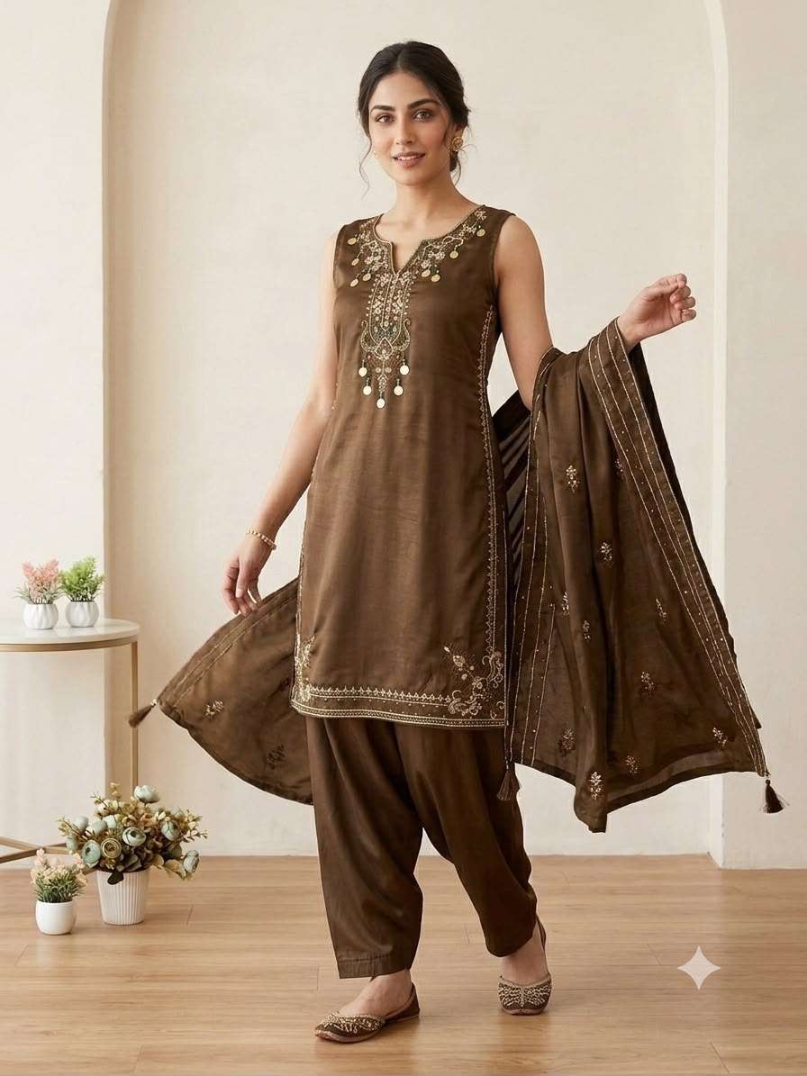 LG-2126 Designer Coss Moss Salwar Suit with Embroidered Dupatta for Women — Wholesale Kurtis, Vardan Ethnic wholesale from Surat — view 6