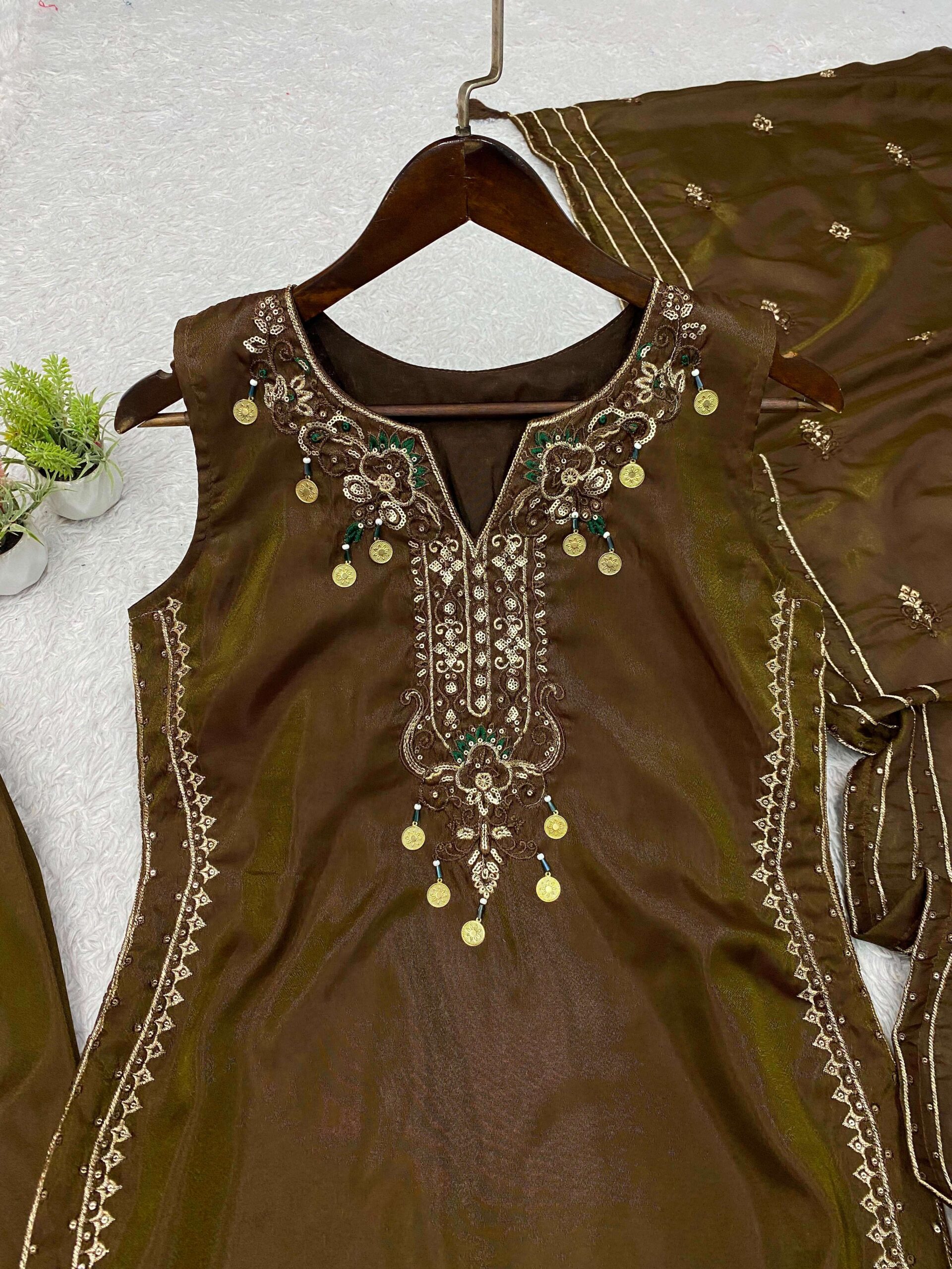 LG-2126 Designer Coss Moss Salwar Suit with Embroidered Dupatta for Women — Wholesale Kurtis, Vardan Ethnic wholesale from Surat — view 4
