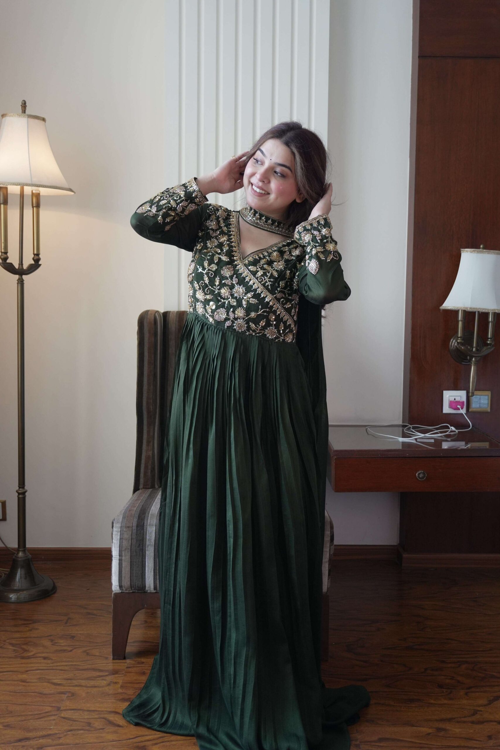 LM 09 SILK BEAUTIFUL DESIGNER LOOK PARTY WEAR GOWN WITH DUPATTA SET — Wholesale Kurti Pant Set, Vardan Ethnic wholesale from Surat — view 5