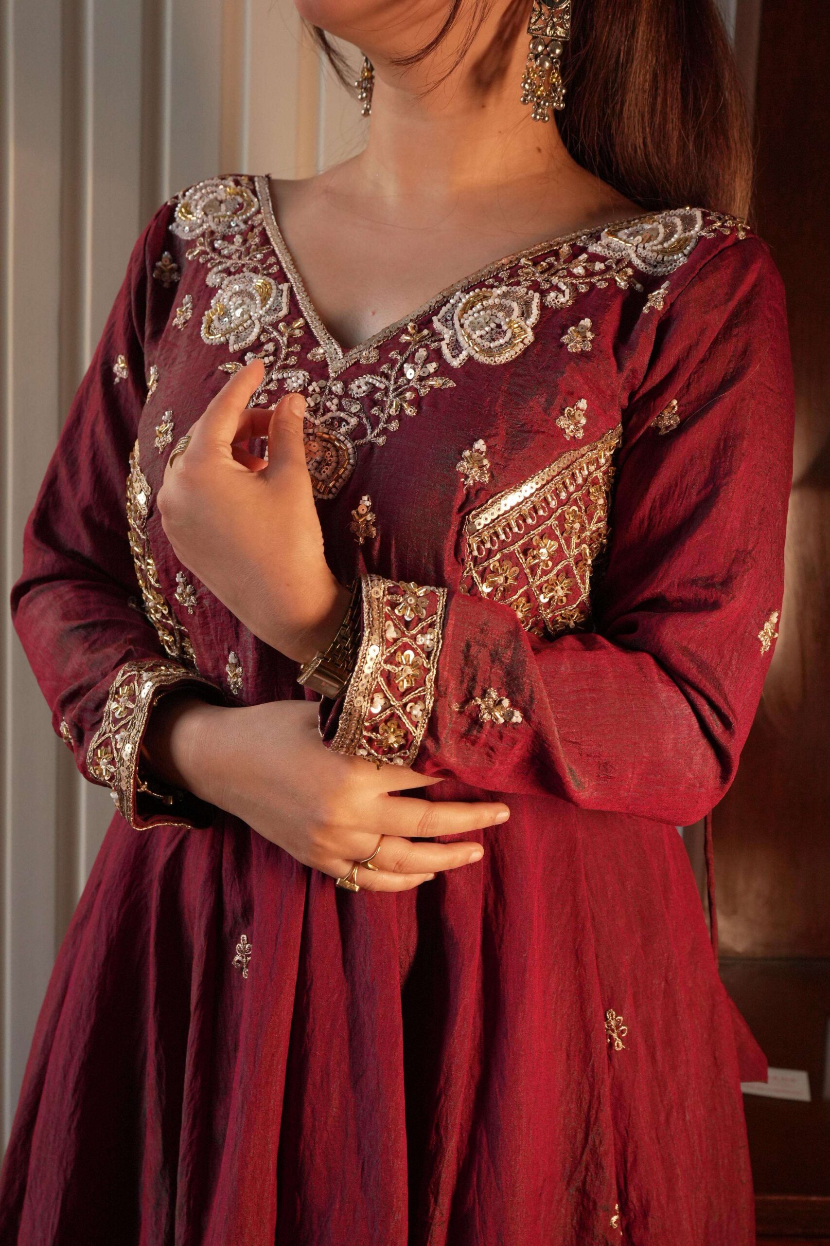 Loomeera LM-19 Designer Vichitra Gown Pant Dupatta Set for Women