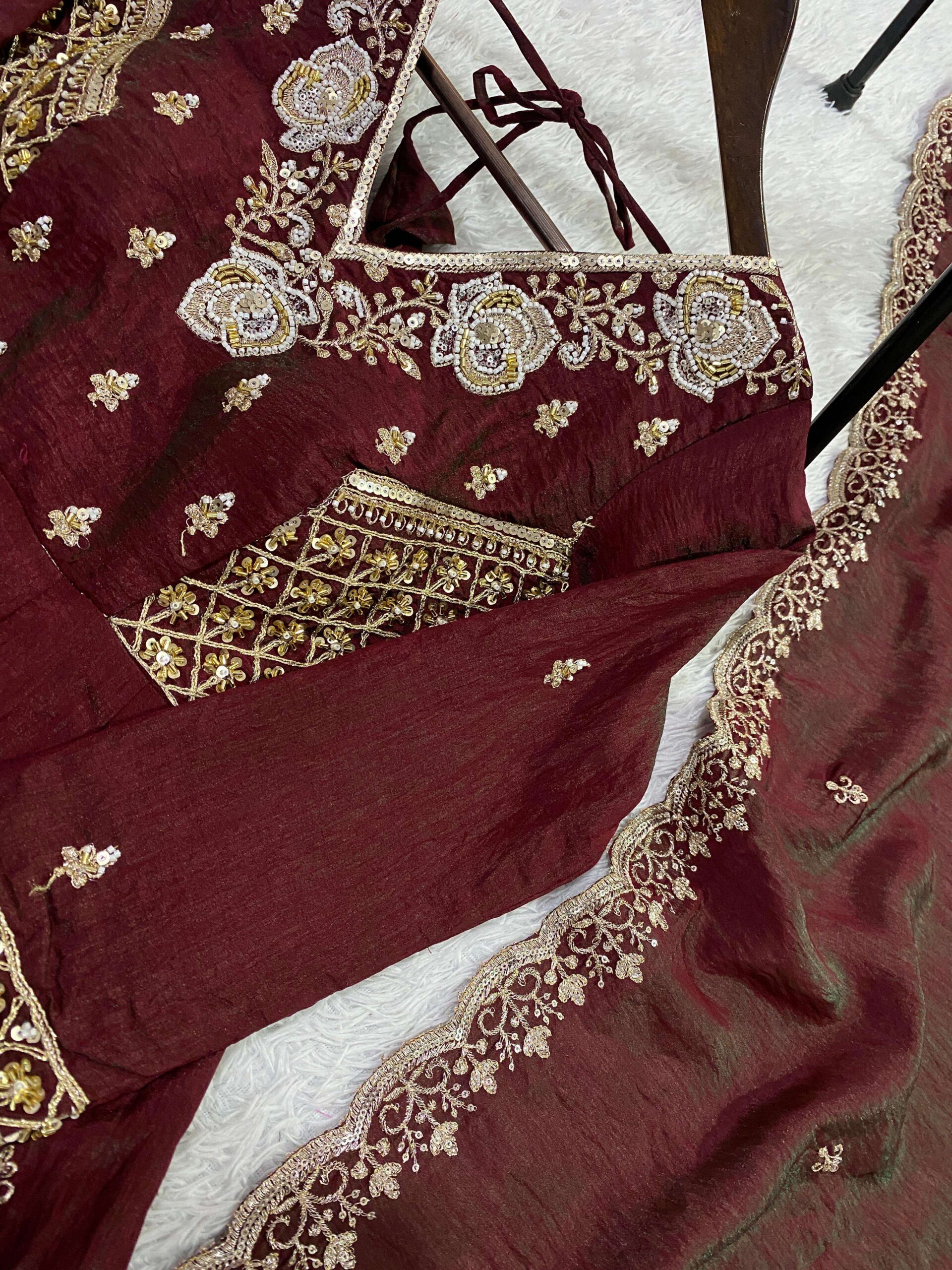 Loomeera LM-19 Designer Vichitra Gown Pant Dupatta Set for Women — Wholesale Kurti Pant Set, Vardan Ethnic wholesale from Surat — view 12